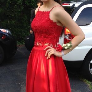 Stunning two piece red gown